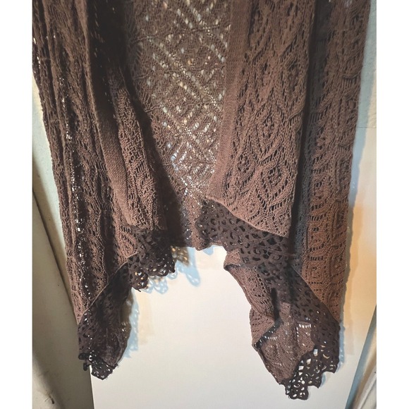 MOTH WOMENS KNIT OPEN FRONT CARDIGAN ONE SIZE BROWN CASCADE - Picture 4 of 5
